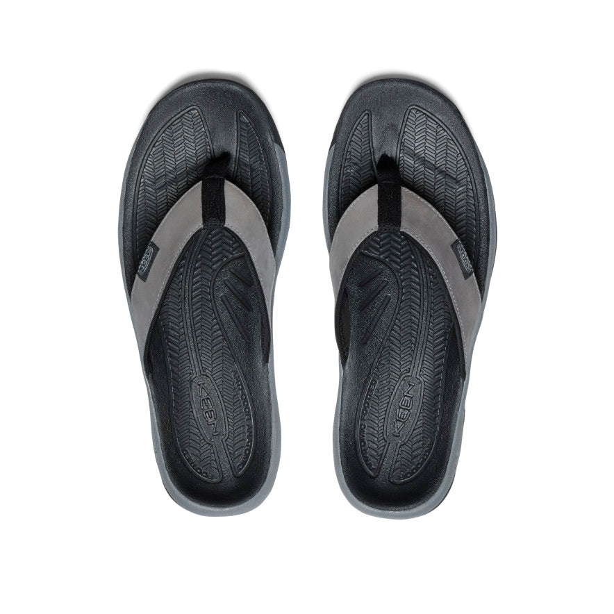 Men's Kona Leather Flip-Flop | Steel Grey/Black - Image 4